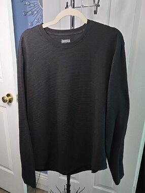 GUESS Black Ribbed Crewneck Sweater